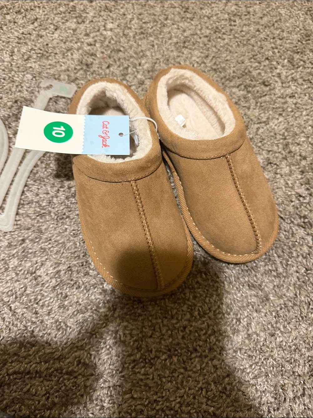 Cat & Jack Kids Tan Slip-On Plush-Lined Slippers
